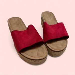 Red Suede Women's Slide Sandals